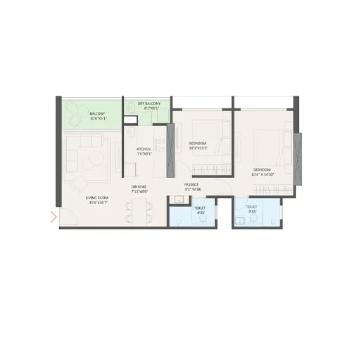 Sky Sanctum Wakad 2 BHK Floor Plan Image